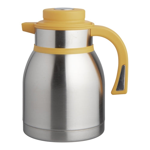 EMGA Double-Walled Vacuum Jug, Yellow | Stainless Steel 18/10 | Push-Button Lid with Pouring Spout | 1.5 L 1