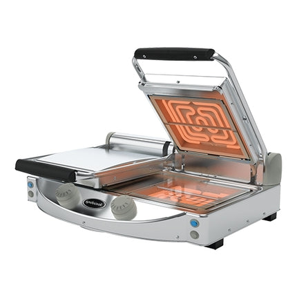 Smooth Contact Grill with 2 Heating Zones | SpidoCook Spidoglass | Ceramic Glass Plates | 3,000 W | 25 x 25 cm Work Surface 1