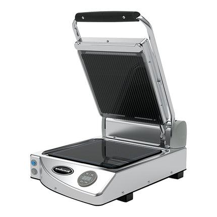 Programmable Contact Grill Smooth Bottom Ribbed Top | SpidoCook Spidoglass | Ceramic Glass Plate | 25 x 25 cm | 1500 W 1