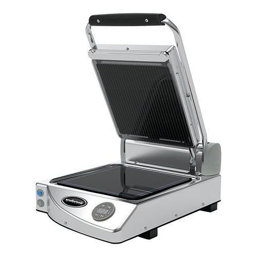 Programmable Contact Grill Smooth Bottom Ribbed Top | SpidoCook Spidoglass | Ceramic Glass Plate | 25 x 25 cm | 1500 W 1