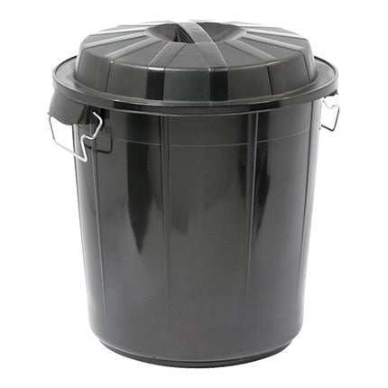 Denox HDPE Disposal Bin with Lockable Cover | Black | 50 L | Ø45.5 x H50.5 cm 1
