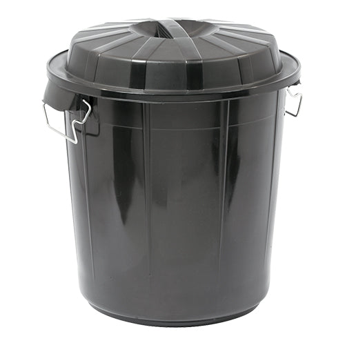 Denox HDPE Disposal Bin with Lockable Cover | Black | 50 L | Ø45.5 x H50.5 cm 1