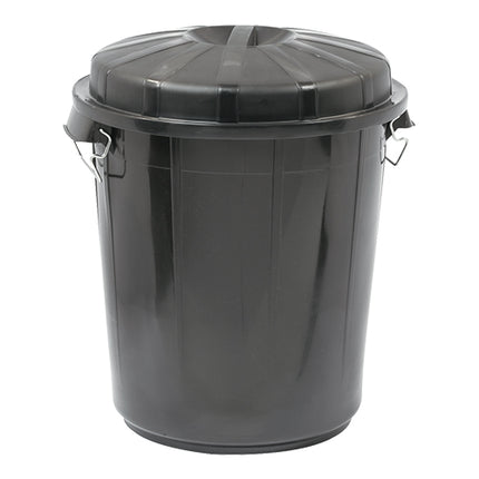 Denox HDPE Disposal Bin with Lockable Cover | Black | 70 L | Ø49.5 x H58.5 cm 1