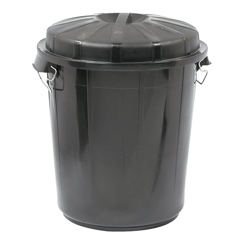 Denox HDPE Disposal Bin with Lockable Cover | Black | 70 L | Ø49.5 x H58.5 cm 1