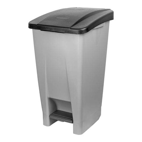 Denox Extra Heavy Pedal Bin with Black Lid | 60 L | Grey HDPE | 49 x 38 x H70 cm 1