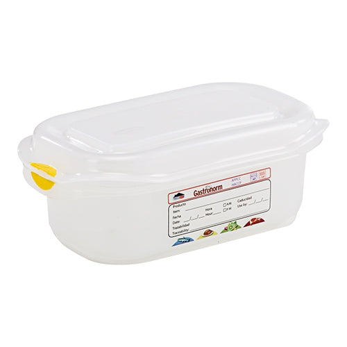 Denox Transparent GN 1/9 Food Container | Polypropylene | Airtight Seal | 0.6 L | H65 mm 1