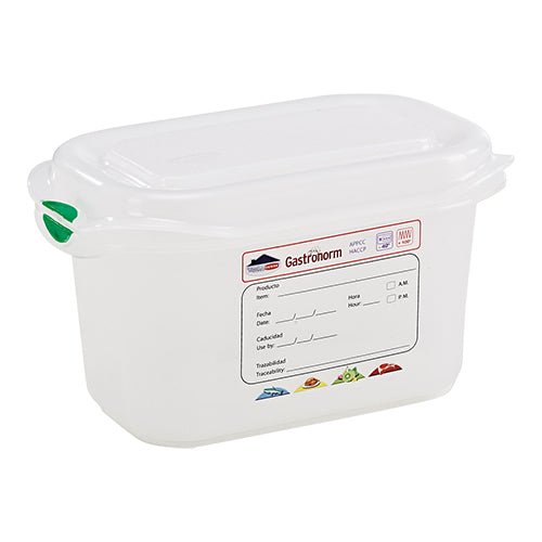 GN 1/9 Food Container with Airtight Seal | Denox | Transparent PP | 1 L, H100 mm 1