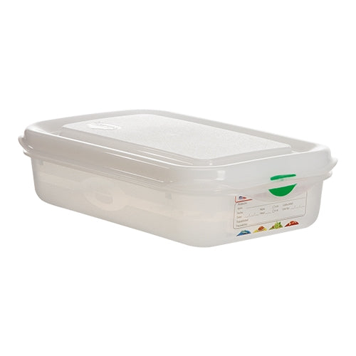 GN 1/4 Transparent PP Food Container | Denox | Airtight Seal | 1.8 L, 26.5 x 16.2 x H6.5 cm 1