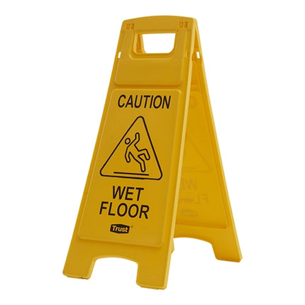 Caution Wet Floor Warning Sign | Trust | Yellow Polypropylene | Double-Sided | 27.9 x 30.5 x H66 cm 1
