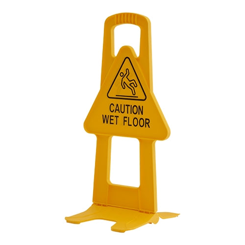 Caution Wet Floor Warning Sign | Trust | Yellow Polypropylene | 2-Sided | 66 x 33 x 33.6 cm 1