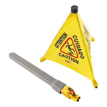 Caution Wet Floor Safety Cone | Trust | Yellow HDPE | 3-Sided | Ø53.3 x H50.8 cm 1