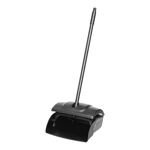 Upright Dustpan with Lid and Wheels | Trust | Black Polypropylene | H95.9 x W33.2 x D14.4 cm 1