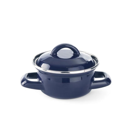 Soup & Gravy Pan with Lid | HENDI | 0.6L | Blue | Ø120x95mm | Enamel Finish