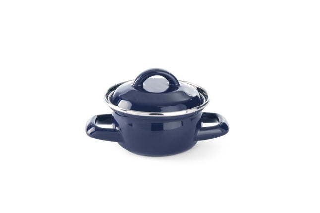 Soup & Gravy Pan with Lid | HENDI | 0.6L | Blue | Ø120x95mm | Enamel Finish