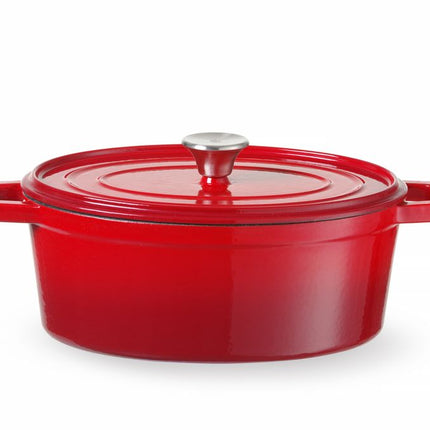 Enameled Cast Iron Oval Casserole | HENDI | 4.4L | Red