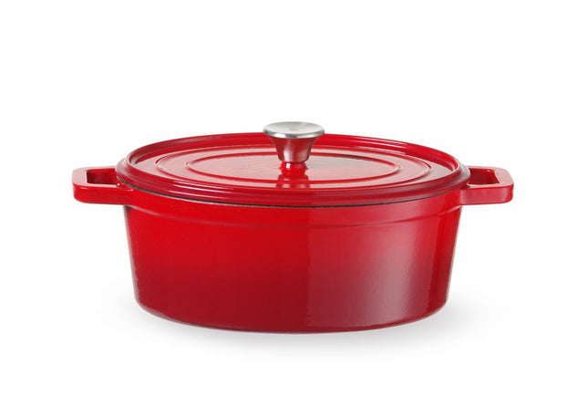 Enameled Cast Iron Oval Casserole | HENDI | 4.4L | Red