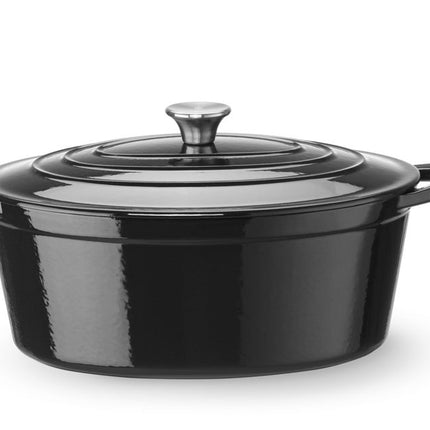 Enameled Cast Iron Oval Casserole | HENDI | 6.88L | Black
