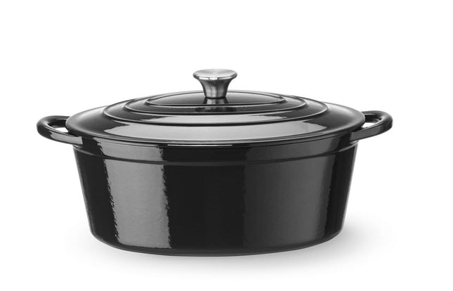 Enameled Cast Iron Oval Casserole | HENDI | 6.88L | Black