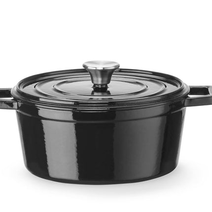 Enamelled Cast Iron Casserole | HENDI | 3.7L | Black | 317x240x105mm