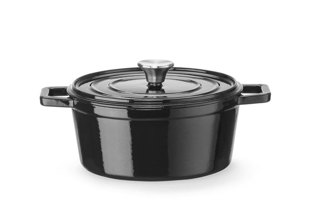 Enamelled Cast Iron Casserole | HENDI | 3.7L | Black | 317x240x105mm
