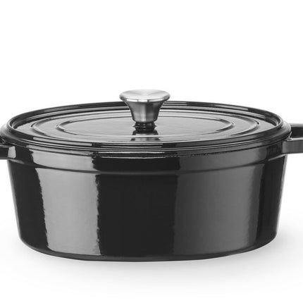 Enameled Cast Iron Oval Casserole | HENDI | 4.4L | Black