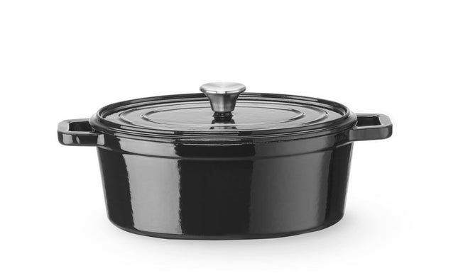 Enameled Cast Iron Oval Casserole | HENDI | 4.4L | Black