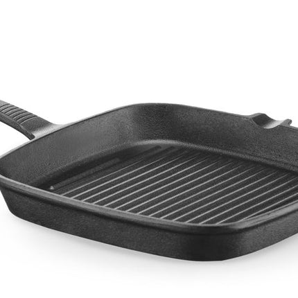 Cast Iron Grill Pan with Handle and Spout | HENDI | 230x230x25 mm