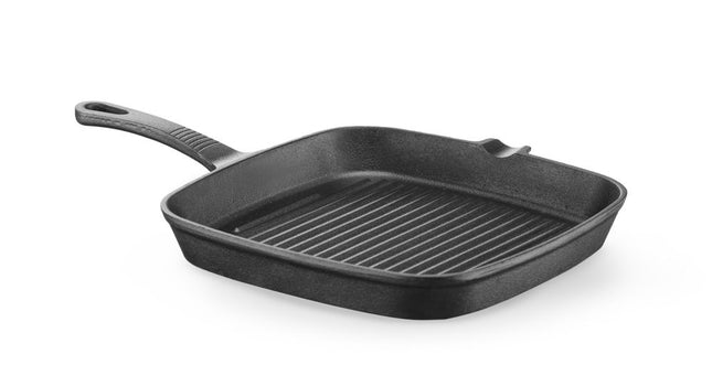 Cast Iron Grill Pan with Handle and Spout | HENDI | 230x230x25 mm
