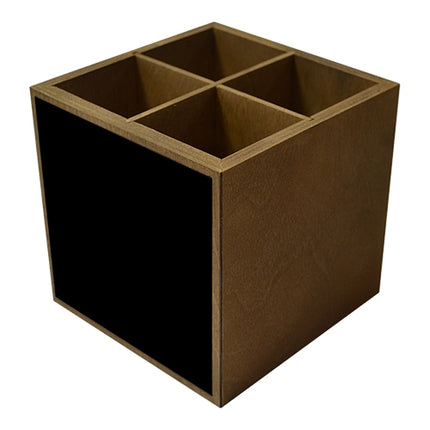 Wooden Table Caddy with 4 Compartments | EMGA | Writable Side | 10 x 10 x H12 cm 1