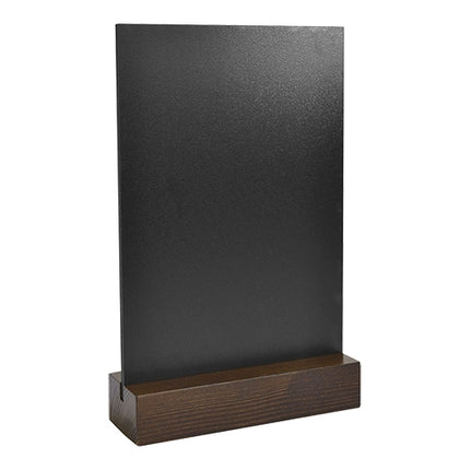 Two-Sided Black Menu Stand with Wooden Base | EMGA | HDF Blackboard | 15 x 5 x 24 cm 1