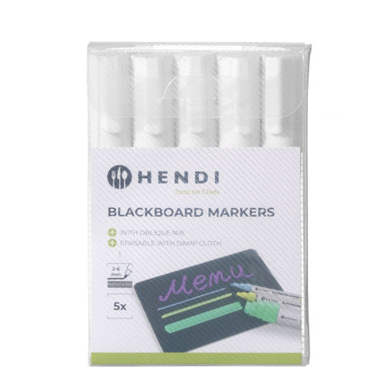 White Blackboard Markers with Oblique Nib | HENDI | 6 mm