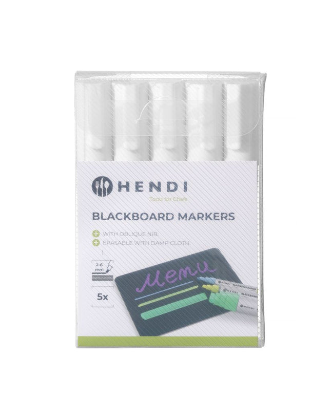 White Blackboard Markers with Oblique Nib | HENDI | 6 mm