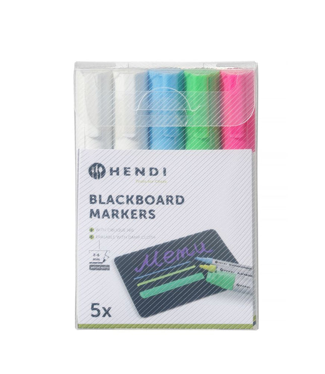 Blackboard Markers with Oblique Nib | HENDI | 6 mm | Pink, Green, Blue, White