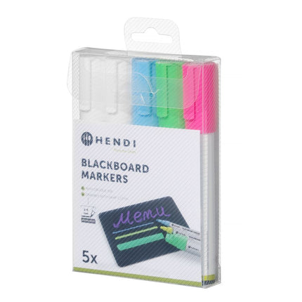 Blackboard Markers with Oblique Nib | HENDI | 6 mm | Pink, Green, Blue, White 2