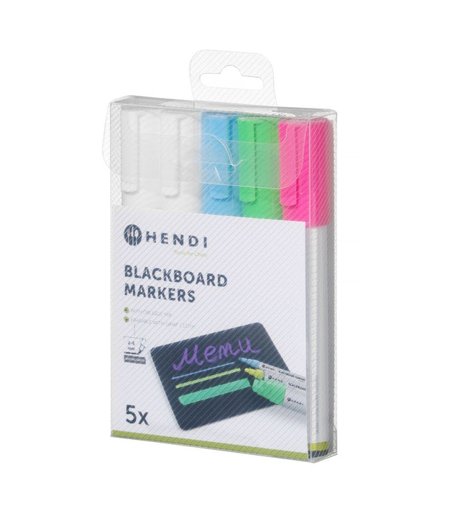 Blackboard Markers with Oblique Nib | HENDI | 6 mm | Pink, Green, Blue, White 2