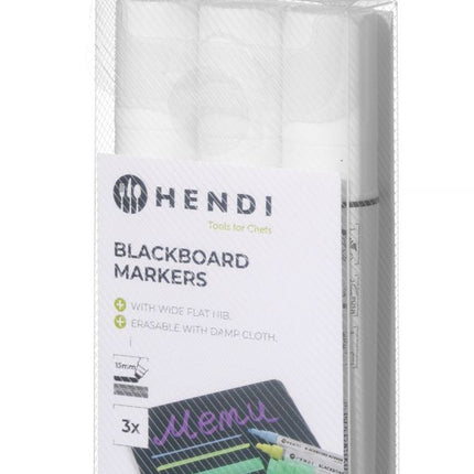 Blackboard Markers with 15 mm Wide Flat Nib | HENDI | White 2