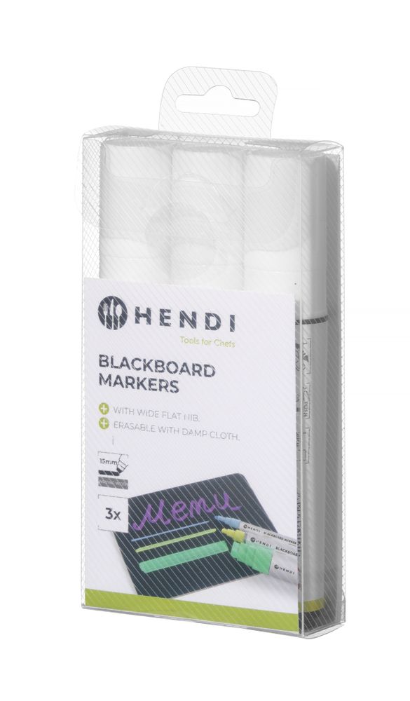 Blackboard Markers with 15 mm Wide Flat Nib | HENDI | White 2