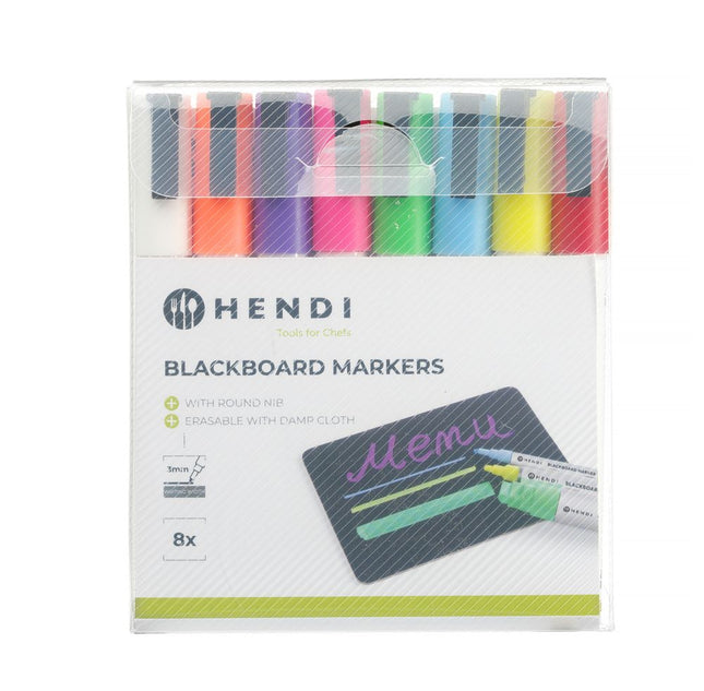 Blackboard Marker Set 3mm Nib | HENDI | 8 Colors