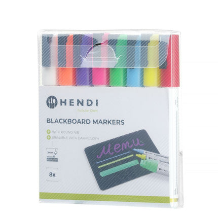 Blackboard Marker Set 3mm Nib | HENDI | 8 Colors 2
