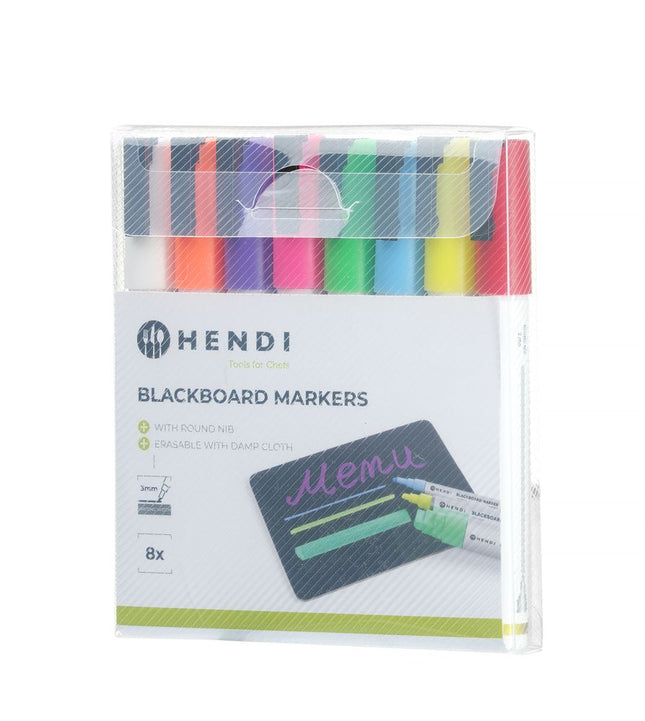 Blackboard Marker Set 3mm Nib | HENDI | 8 Colors 2