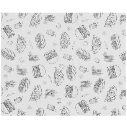 Greaseproof Paper | HENDI | 500 pcs. | 200x250mm | Fast Food Illustration Pattern