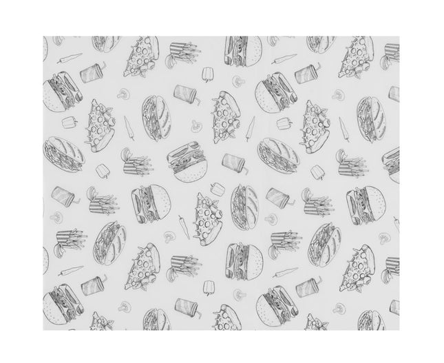Greaseproof Paper | HENDI | 500 pcs. | 200x250mm | Fast Food Illustration Pattern