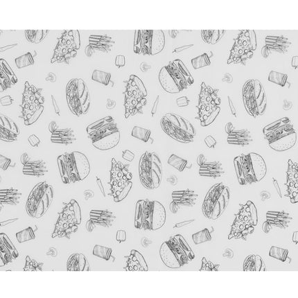 Greaseproof Paper | HENDI | 500 pcs. | 250x350mm | Fast Food Illustration Pattern
