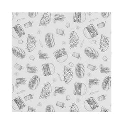 Greaseproof Paper | HENDI | 500 pcs. | 305x305mm | Fast Food Illustration Pattern