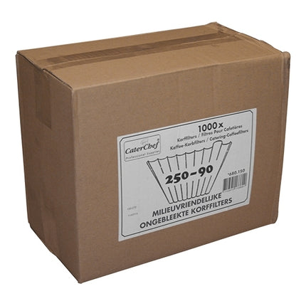 Unbleached Coffee Filters | CaterChef | 1000 Pieces | 250/90 1