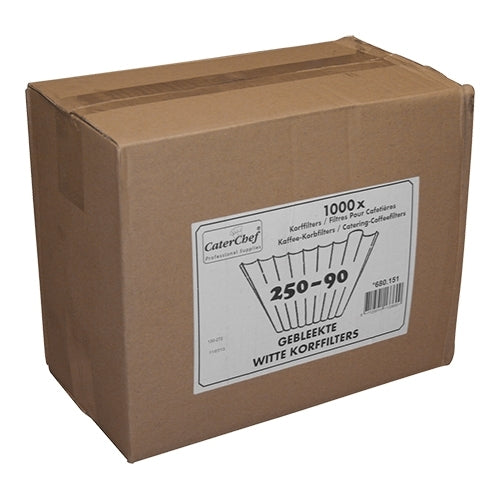 Bleached Coffee Filters | CaterChef | 1000 Pieces | 250/90 1