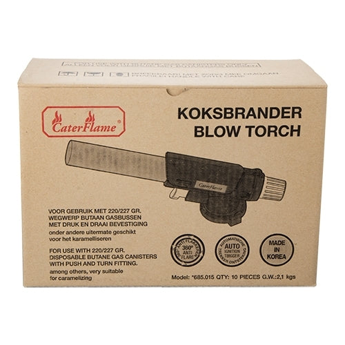 Kitchen Blowtorch for Caramelizing | CaterFlame | Set of 10 | Anti-Flare | Blister Pack 1
