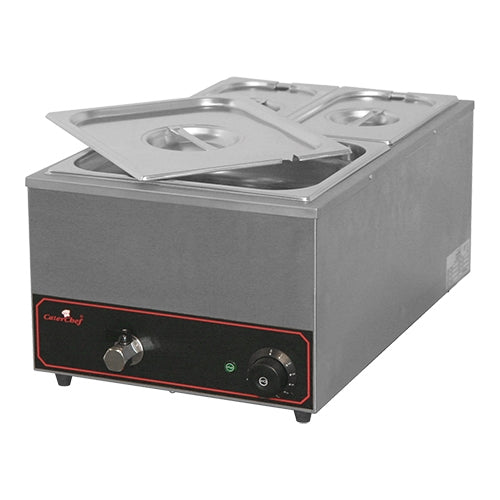 Countertop Stainless Steel Bain Marie | CaterChef | Set of 3 GN Pans with Lids | 2x GN 1/4 + 1x GN 1/2 | 1200 W 1