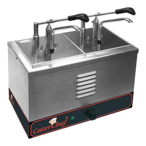 CaterChef Stainless Steel Bain Marie Sauce Warmer with Dispenser | 2 Compartments | 4.6 L | 1000 W 1