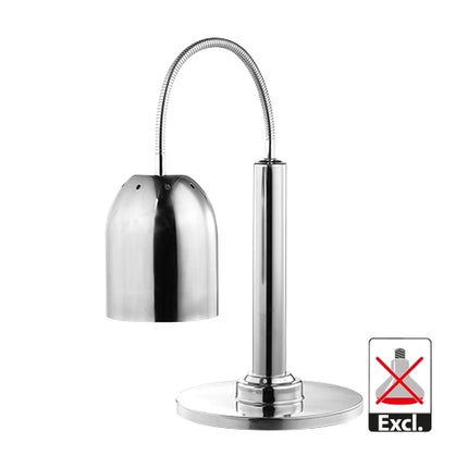Freestanding Single Heat Lamp Shade, Chrome Stainless Steel | CaterChef | Countertop Model with Flexible Arm | 25 x 48.6 x H61 cm, Ø15.6 cm 1